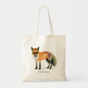 Waterverf Fox Art gepersonaliseerd Tote Bag