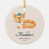 Waterverf Fox Baby eerste kerstdag Keramisch Ornament (Voorkant)