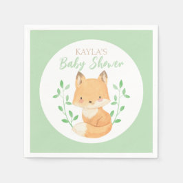 Waterverf Fox Baby shower, aangepast Servet