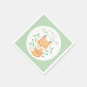 Waterverf Fox Baby shower, aangepast Servet (Hoek)