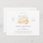 Waterverf Fox Baby shower Briefkaart (Voorkant / Achterkant)