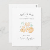 Waterverf Fox Baby shower Dank u Briefkaart (Voorkant / Achterkant)