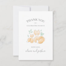 Waterverf Fox Baby shower Dank u kaart