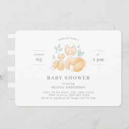 Waterverf Fox Baby shower Kaart