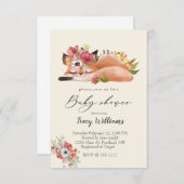 Waterverf fox baby shower kaart (Voorkant / Achterkant)