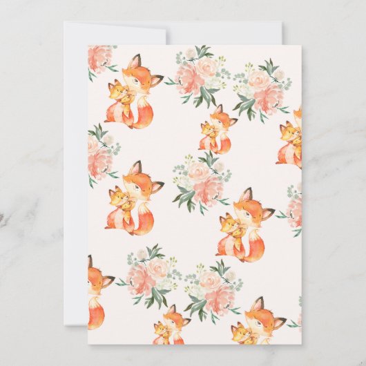 Waterverf Fox Baby shower Uitnodiging (Achterkant)