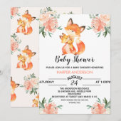 Waterverf Fox Baby shower Uitnodiging (Voorkant / Achterkant)