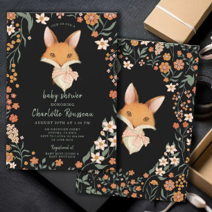Waterverf Fox Bloemen Meisje Baby shower Kaart