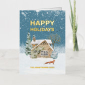 Waterverf Fox Boerderij Kerstmis Folie Feestdagenkaart (Voorkant)