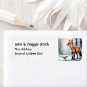 Waterverf Fox Chickadee Wildlife Natuur Animal Etiket (Insitu)