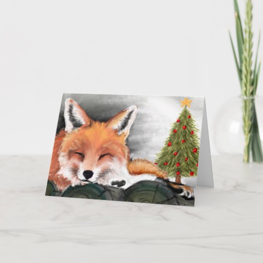 Waterverf Fox Christmas Kaart (Voorkant)