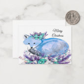 Waterverf Fox Christmas Kaart Notitiekaartje (Voorkant / Achterkant in situ)