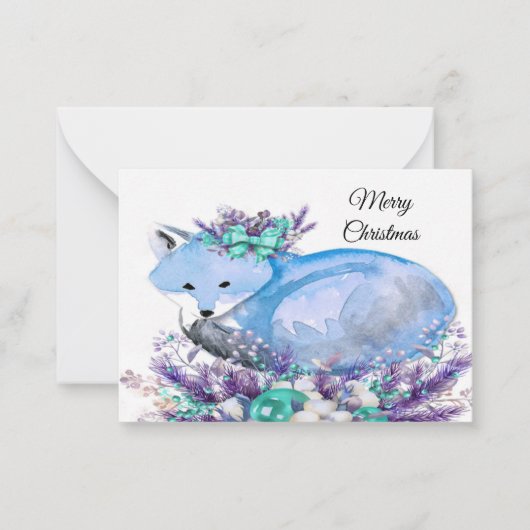 Waterverf Fox Christmas Kaart Notitiekaartje (Voorkant)