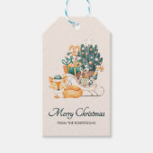Waterverf Fox Christmas Sleighs Holiday Cadeaulabel (Voorkant)