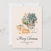 Waterverf Fox Christmas Sleighs niet-foto Feestdagenkaart (Voorkant)