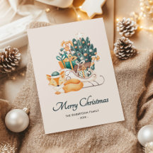 Waterverf Fox Christmas Sleighs niet-foto