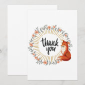 Waterverf Fox Delicate Wreath Bedankkaart (Voorkant / Achterkant)