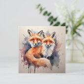Waterverf Fox Duo Kaart (Staand voorkant)
