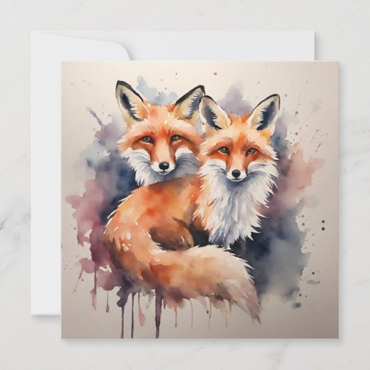 Waterverf Fox Duo Kaart (Voorkant)
