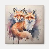 Waterverf Fox Duo Magneet (Voorkant)