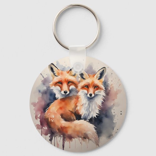 Waterverf Fox Duo Sleutelhanger (Voorkant)