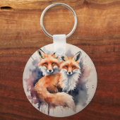 Waterverf Fox Duo Sleutelhanger (Voorkant)