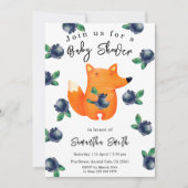 Waterverf Fox en Blueberries Baby shower Kaart (Voorkant)