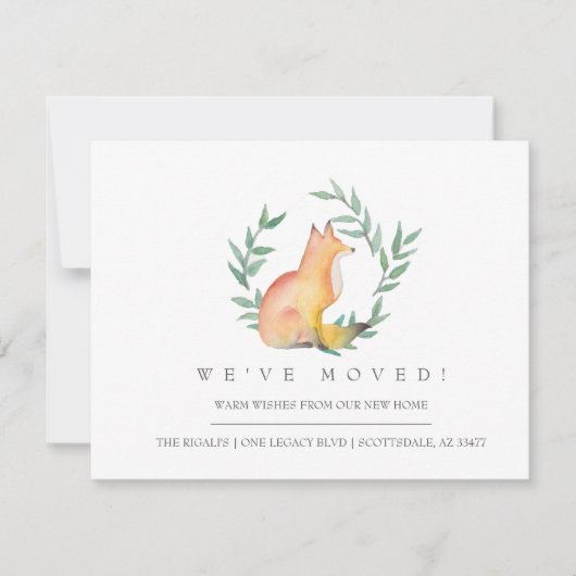 Waterverf Fox en Greenery We hebben ons verplaatst Kaart (Voorkant)