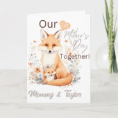 Waterverf Fox en kit Eerste Moederdag Kaart (Voorkant)
