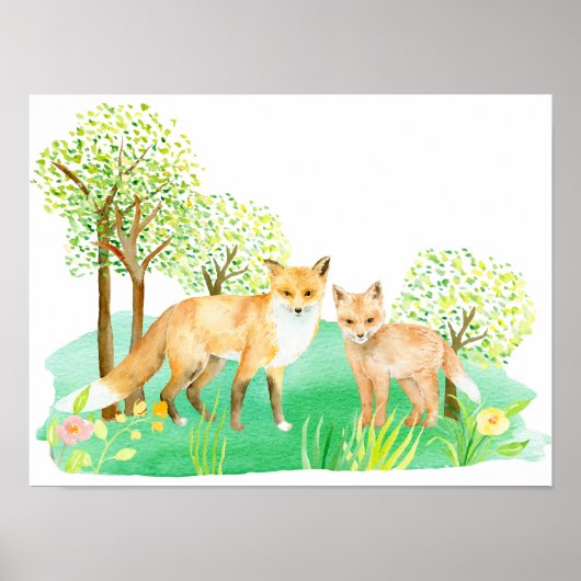 Waterverf Fox en Kit Poster (Voorkant)