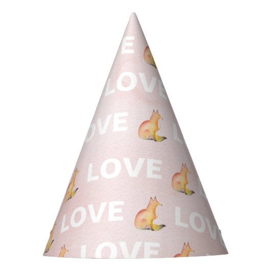 Waterverf Fox en Love Feesthoedjes (Voorkant)