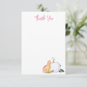 Waterverf Fox en Pompoen Dank u Kaart (Staand voorkant)