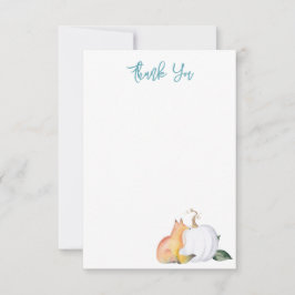 Waterverf Fox en Pompoen Dank u Kaart