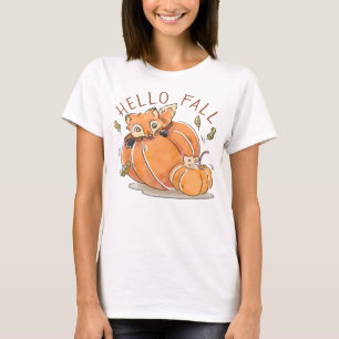Waterverf Fox en Pompoenen T-shirt