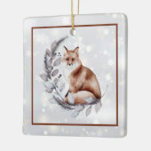 Waterverf fox en sneeuwvakantie keramisch ornament (Links)