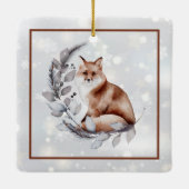 Waterverf fox en sneeuwvakantie keramisch ornament (Achterkant)