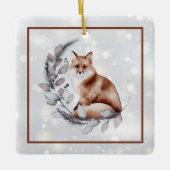 Waterverf fox en sneeuwvakantie keramisch ornament (Voorkant)