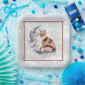 Waterverf fox en sneeuwvakantie papieren bordje (Feest)