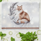 Waterverf fox en sneeuwvakantie theedoek (Gevouwen)