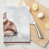 Waterverf fox en sneeuwvakantie theedoek (Quarter Fold)