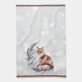 Waterverf fox en sneeuwvakantie theedoek (Verticaal)