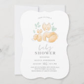 Waterverf Fox Family Baby shower Uitnodiging (Voorkant)