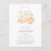 Waterverf Fox Family Baby shower Uitnodiging (Voorkant)