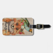 Waterverf Fox Floral Collage Persoonlijke naam Bagagelabel (Voorkant horizontaal)
