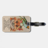 Waterverf Fox Floral Collage Persoonlijke naam Bagagelabel (Achterkant horizontaal)