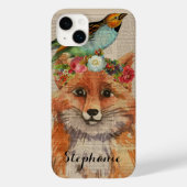 Waterverf Fox Floral Collage Persoonlijke naam Case-Mate iPhone Case (Achterkant)