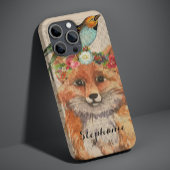 Waterverf Fox Floral Collage Persoonlijke naam Case-Mate iPhone Case