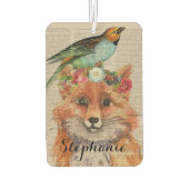Waterverf Fox Floral Collage Persoonlijke naam Luchtverfrisser (Achterkant)