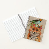 Waterverf Fox Floral Collage Persoonlijke naam Notitieboek (Binnen)