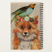 Waterverf Fox Floral Collage Persoonlijke naam Notitieboek (Achterkant)